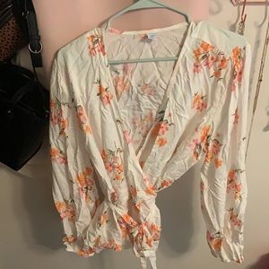 Floral print wrap top- NEVER WORN